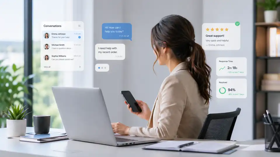 Customer service team using a digital platform with centralized conversations