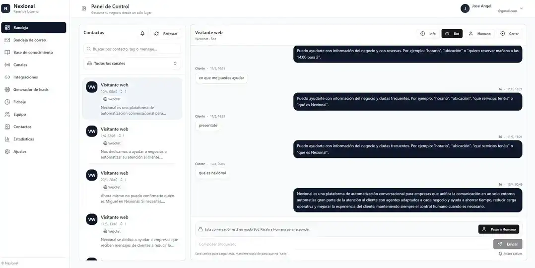 Unified inbox interface with conversation history, context, and assignment